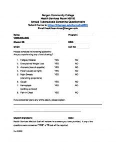 Annual Tb Screening Questionnaire For Health Professions And Nursing