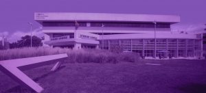 Bergen campus with a purple filter