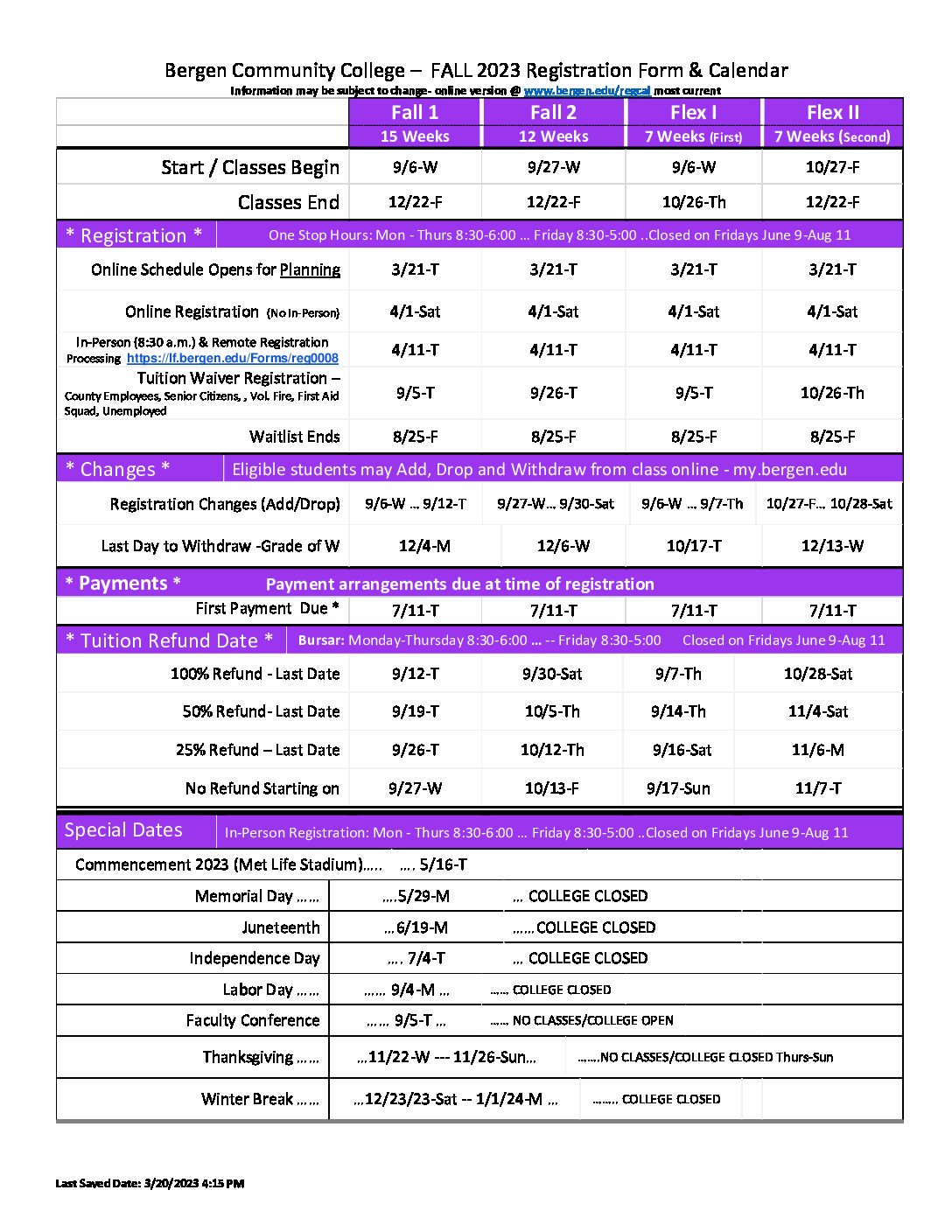 Fall 2023 | Bergen Community College Fall 2023 | Bergen Community College