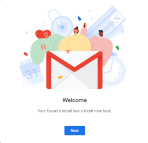 Gmail Welcome Screen