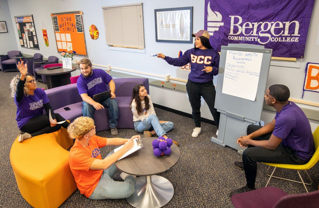 Students at Bergen’s main campus in Paramus.