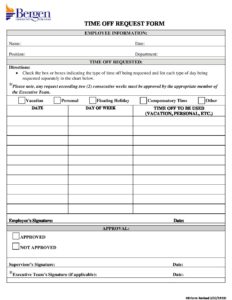 Time Off Request Form | Bergen Community College